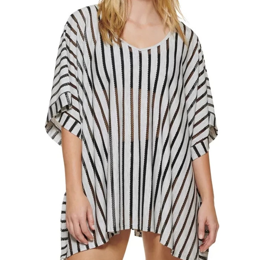 Calvin Klein Swim Coverup Caftan Gray / Black One Size